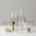 Ribbed Glass Cup Clear Ripple Glass Carafe Set